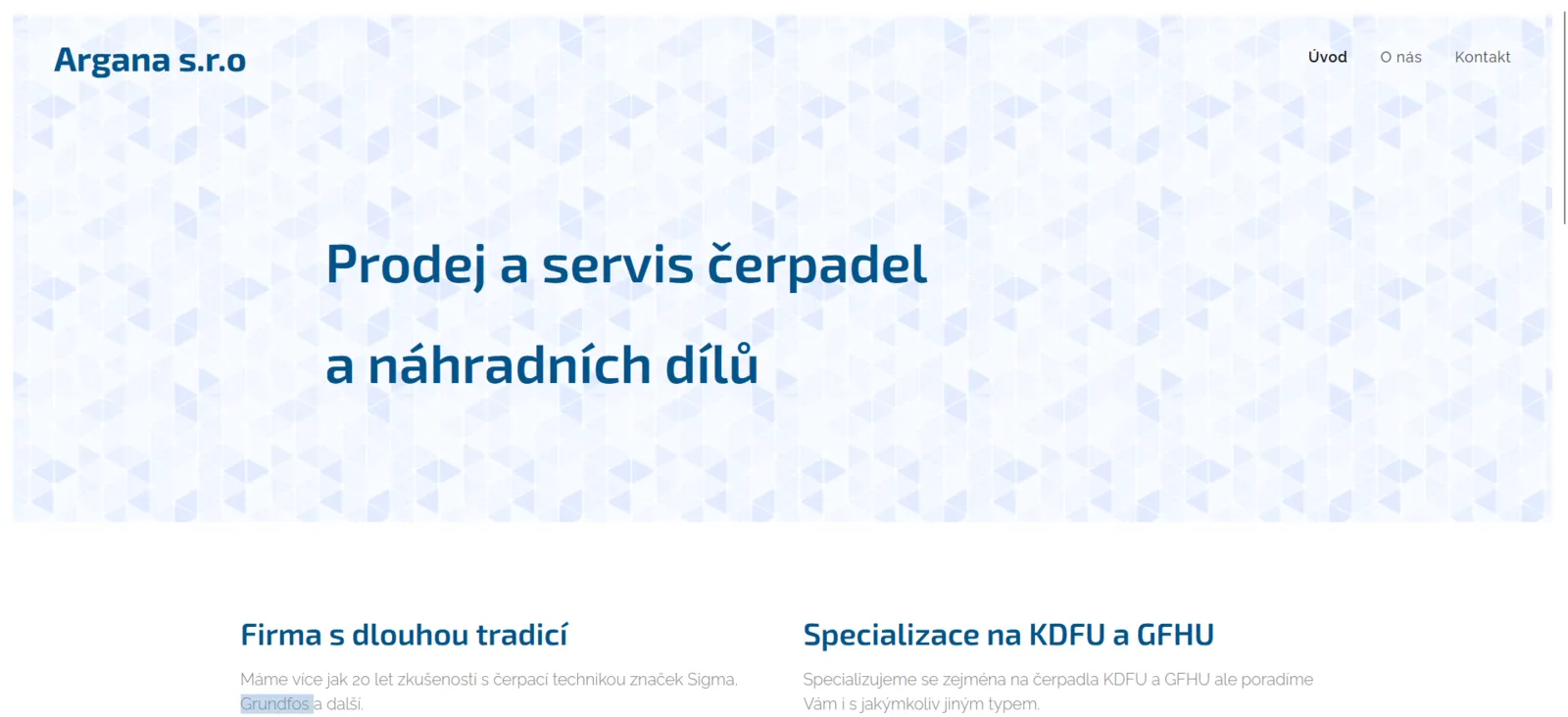 Původní verze webu Argana.cz