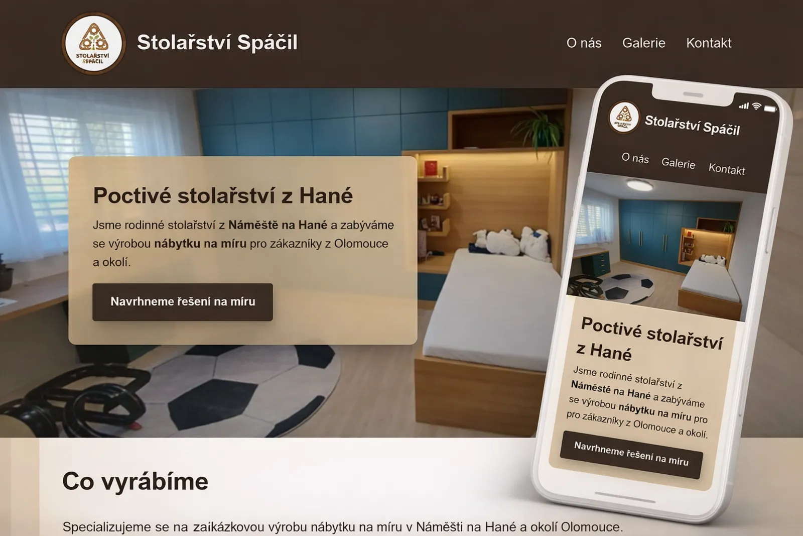 Náhled webu Stolařství Spáčil - desktop a mobil
